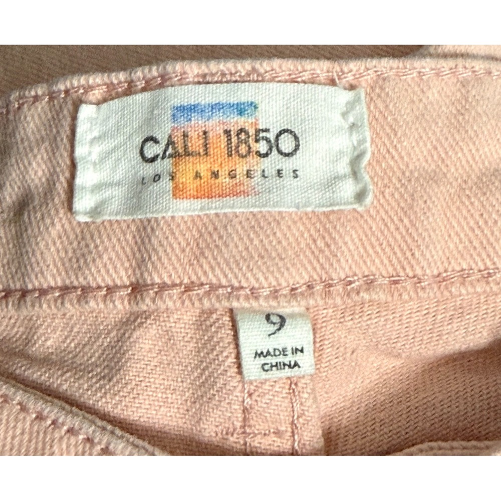 Cali 1850 Womens Blush Pink/Peach Wide 10" Leg Cropped Cotton Denim Jeans Size 9 - Picture 2 of 10